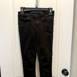 Black straight leg cropped jeans